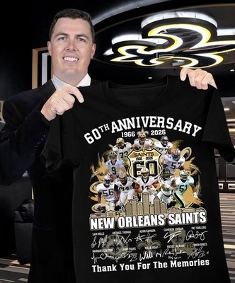 New Orleans Saints 60th Anniversary Shirt 1966-2026 Signatures