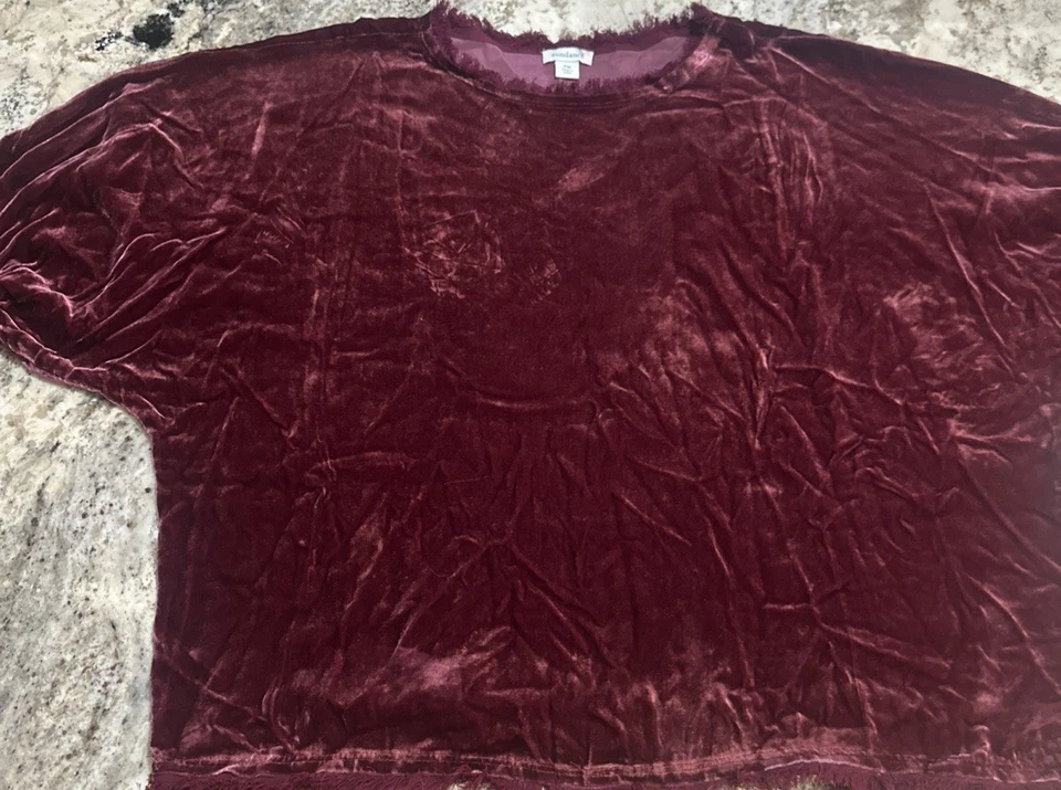 Sundance блузка рубашка PM Jules шелковая смесь бархата бархата манжеты рукав вино - Изображение 2 из 4