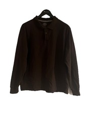 brown long sleeve polo shirt large