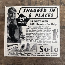 So-lo Shoe Boot Repair Putty Vintage 1952 Print Ad So-lo Works Cincinnati Ohio