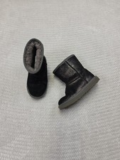 Ugg Boots Girls Size 12 Black Sparkle Slip On Fur Lined
