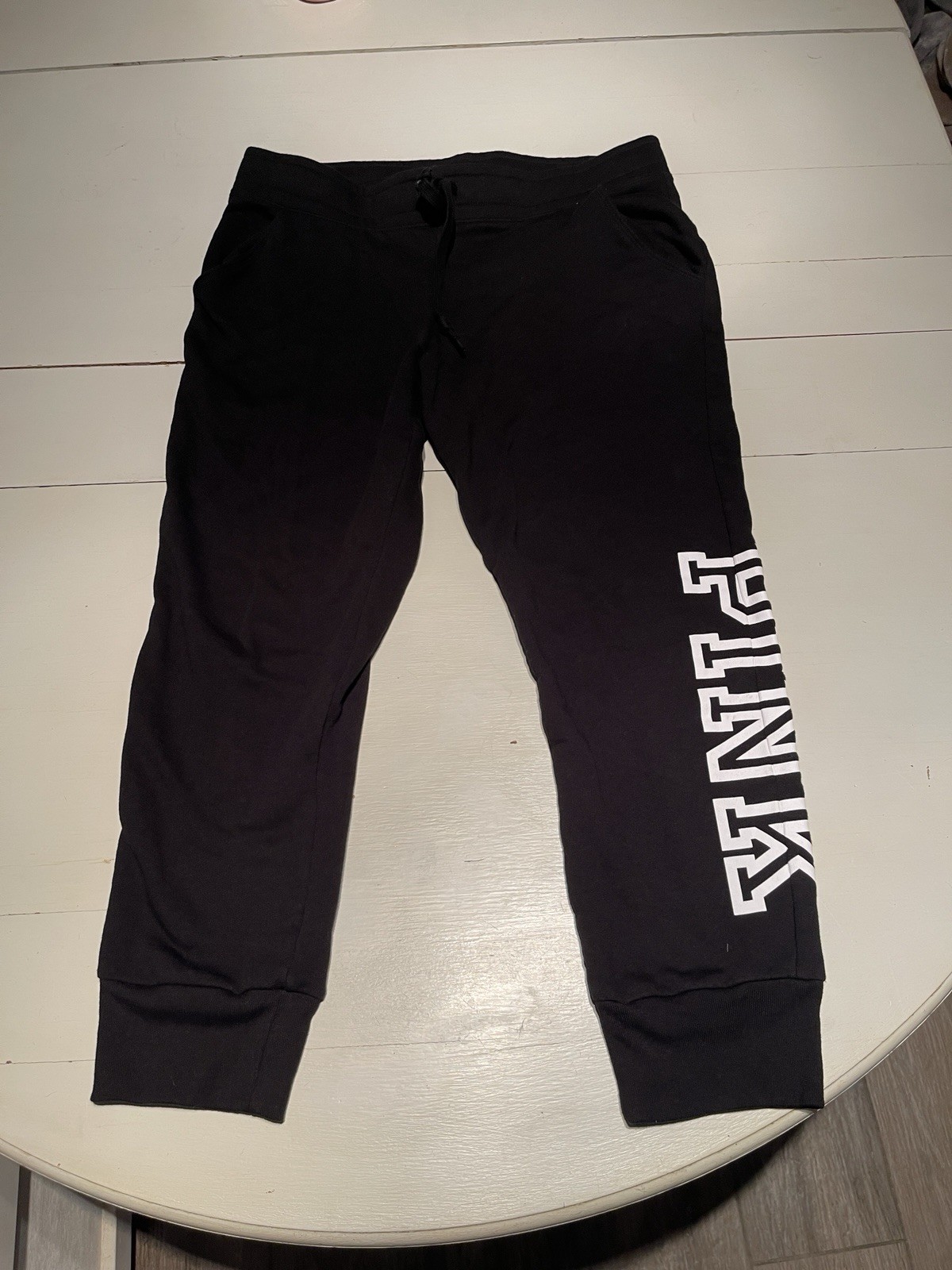 PINK Victoria’s Secret Black Jogger Sweatpants XL Drawstring Logo Pants