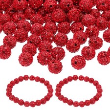 150Pcs 8mm Rhinestone Beads Clay Disco Ball Diamond Beads Sparkle Red