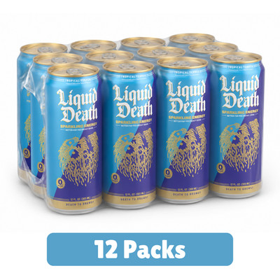 Liquid Death Sparkling Energy Tropical Terror Pina Colada 12oz 12 Pack New