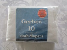 Gerber White Prefold Birdseye Cloth Diapers 10Pcs NEW SEALED