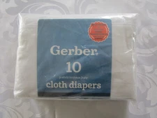 Gerber White Prefold Birdseye Cloth Diapers 10Pcs NEW SEALED