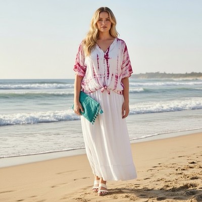 SEW IN LOVE Tie Dye Tie Front Top Size Large XL Beach Hippie Festival Bohemian