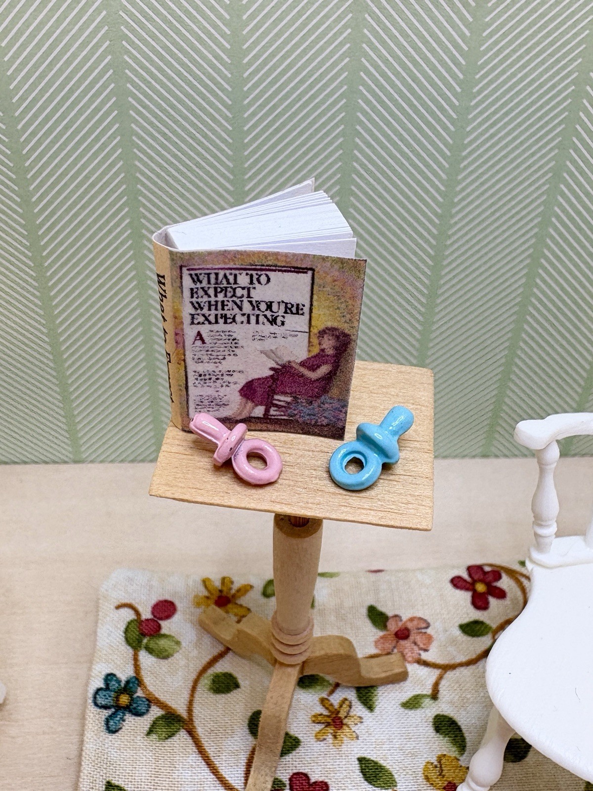 Dollhouse Miniature 1:12 Nursery Set For TWINS! 2 Bassinets Rocking Chair 11 Pcs