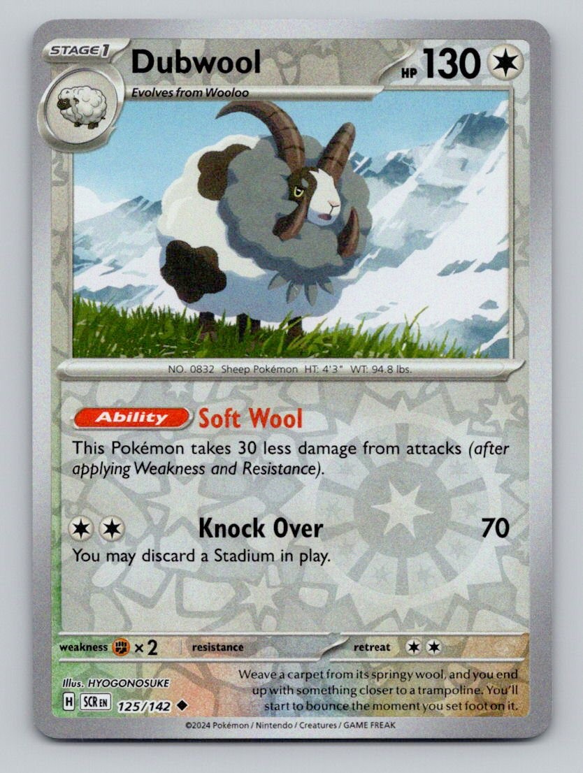 Dubwool 125/142 Uncommon Stellar Crown Pokemon Reverse Holo Near Mint