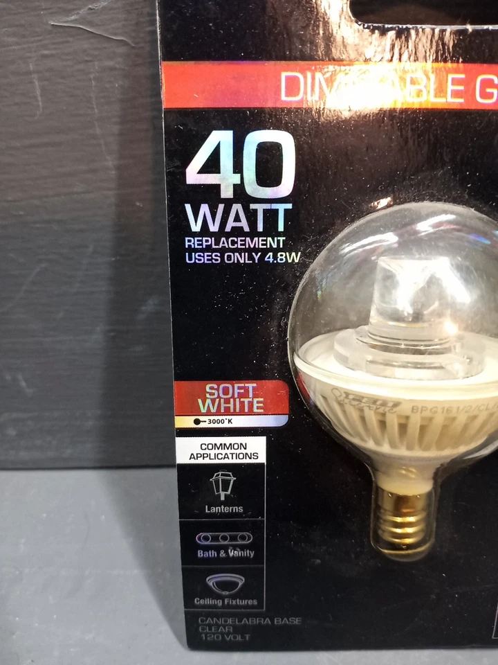 Feit Electric Dimmable G16 1/2 40Watt Replacement Bulb Soft White New In Package - Image 3 of 4