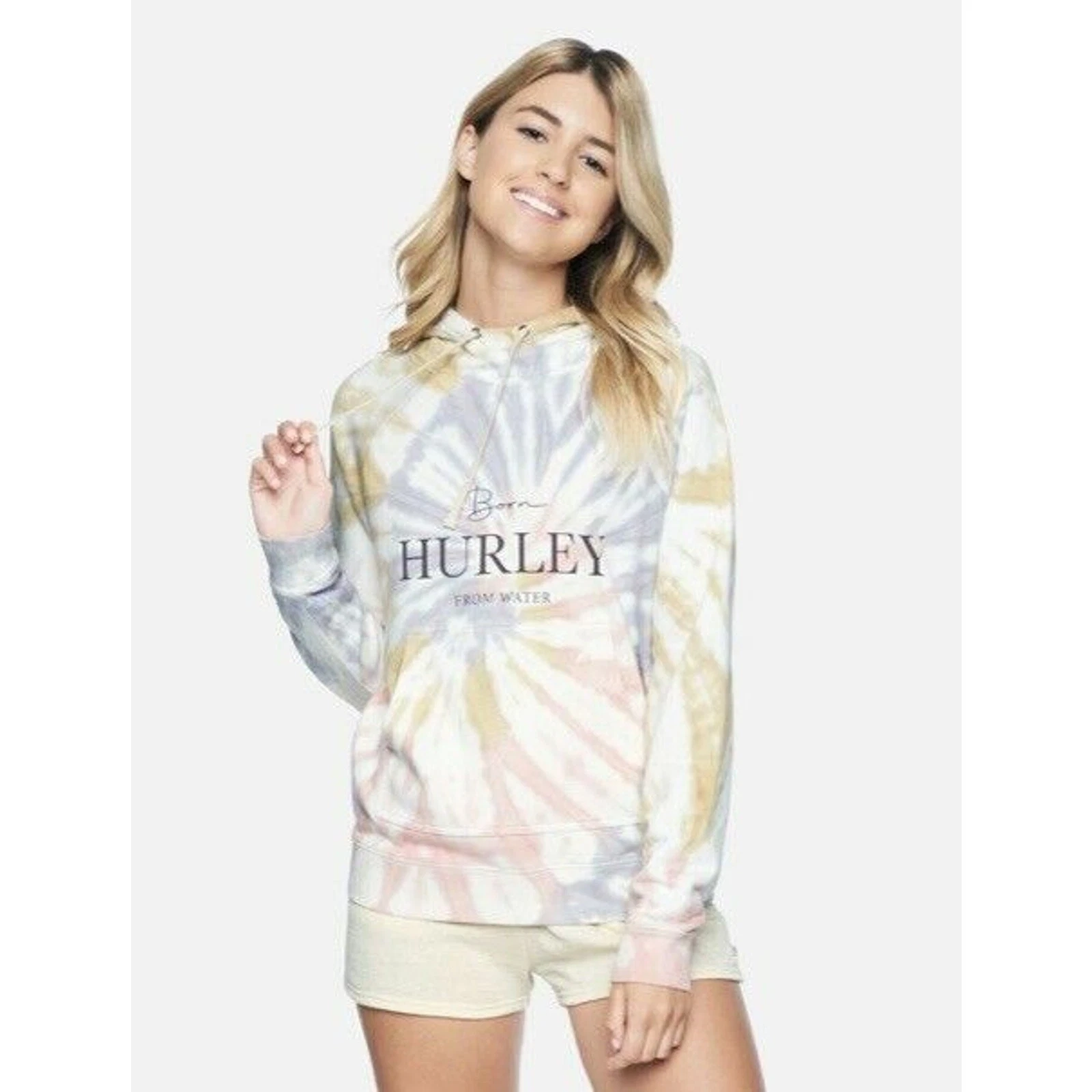 Hurley Womens Ivy Tie Dye Easy Raglan Hoodie Fleece Sweatshirt Small Multicolor
