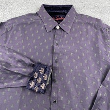 Robert Graham Shirt Mens XL Purple Skull Print Limited Edition Flip Cuff