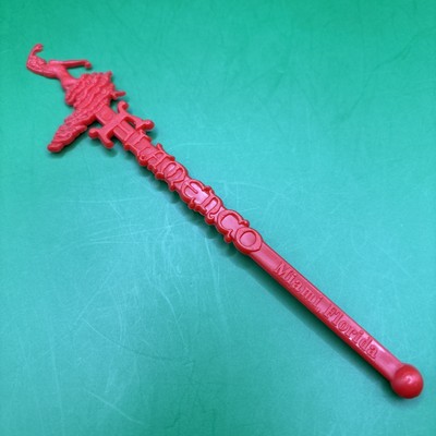 RARE Vintage 6'' Cocktail Stirrer Red Swizzle Stick - Flamenco Miami Florida