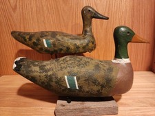 Awesome Old Original Kleinschmidt Mallard Pair Wood Duck Decoys Harpers Ferry IA