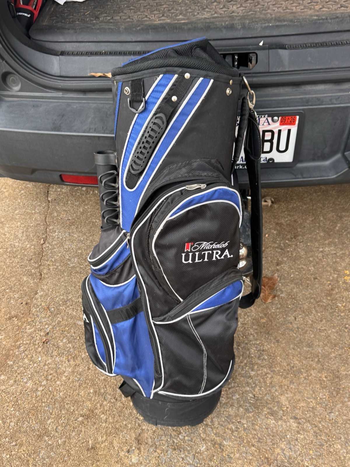 ✨Michelob Ultra Beer 14 Way Golf Bag Carry Cart Bag Black Blue Pro