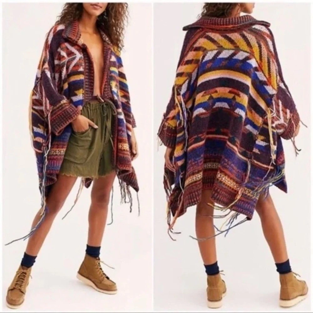 Free People Follow the Arrow Poncho M L XL