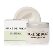 Hanz de Fuko Sponge Wax - Men's Hair Styling Wax, Medium Hold, Semi-Matte, 2oz