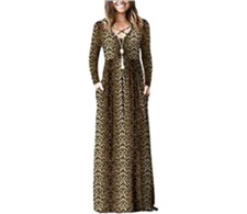 Plus Size Pullover Leopard Print Crisscross Neckline MaxiDress Sz: 2X (US 20)