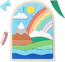 Montessori Wooden Rainbow Puzzle Color Matching Toy