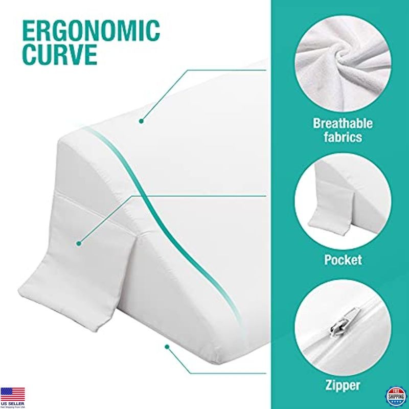 Vekkia King Bed Wedge Pillow - 76"x10"x6" White Gap Filler for Headboard Gaps