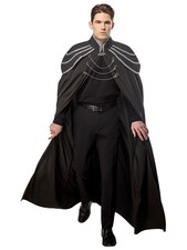 Renaissance Cape with Chain Accents Adult Black Full Length Costume Accessory
