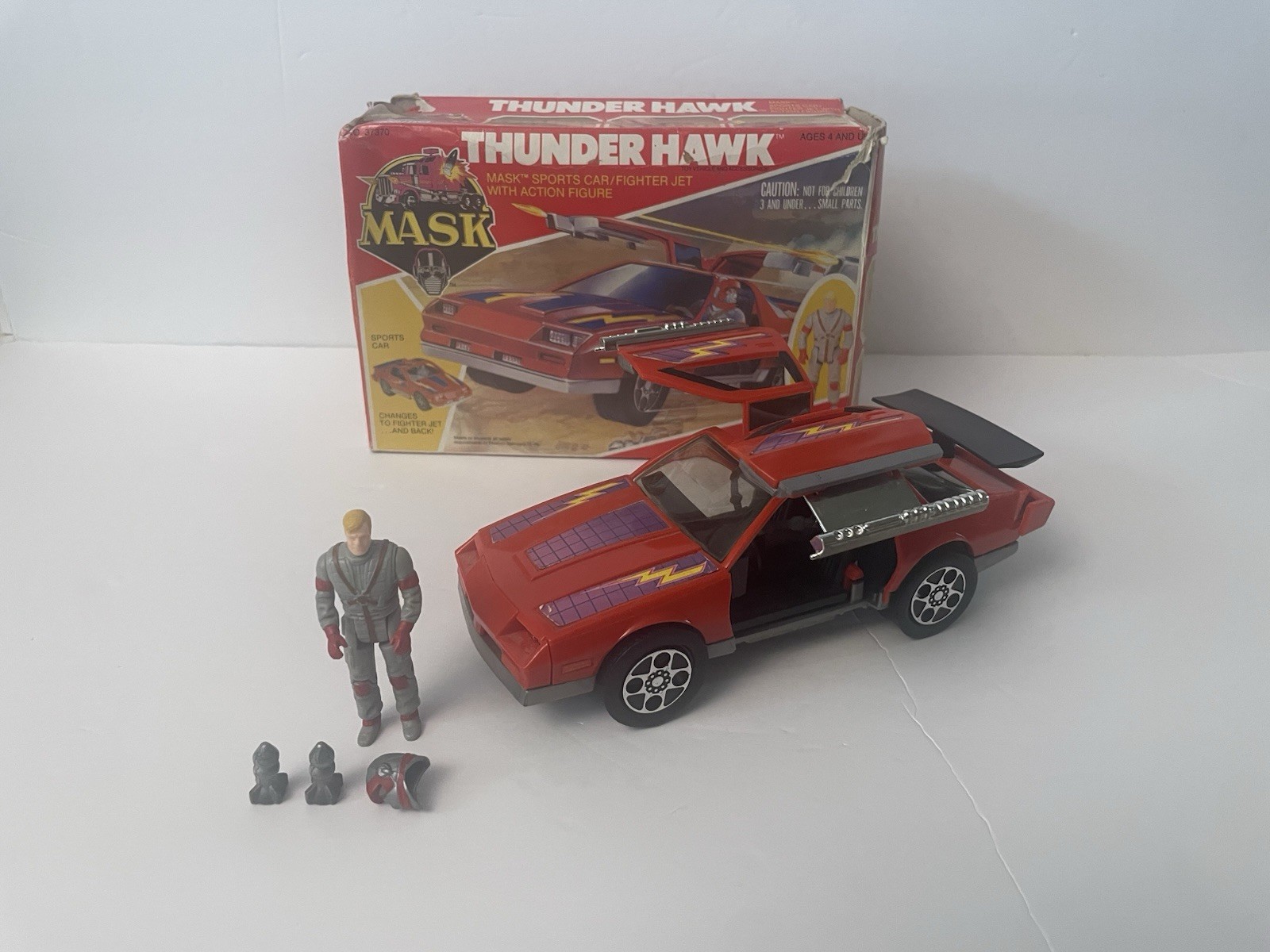 Vintage Kenner M.A.S.K. Thunderhawk vehicle with Matt Trakker