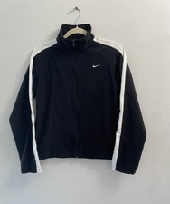 Vintage Nike Women s Track Jacket Black with White Stripes Full Zip Retro Size S