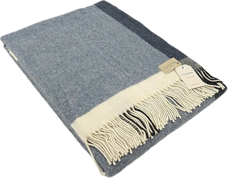 Coperta Plaid FAZZINI Cornici 100% LANA  130 x 170 cm Divano Letto Made in Italy, fotografia 3 di 3