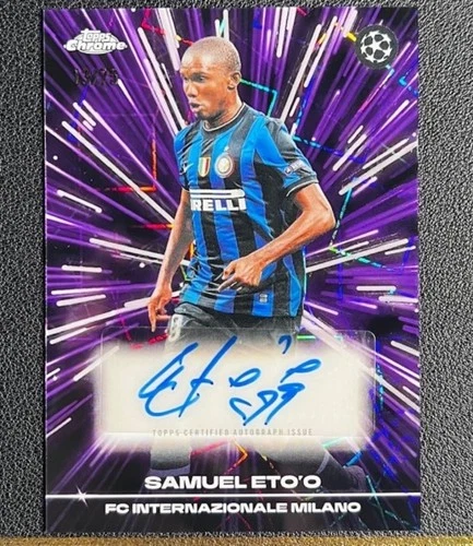 Samuel Eto'O 2025-26 Topps Chrome UCC Black Lazer Purple Auto /75 #BLA-CE