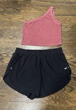 Set Active Sportbody Activewear Black Yoga Shorts Size Medium  Tank Gym