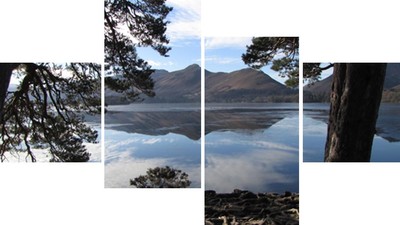 Große 4 Stück Tafel Lake District Derwent Wasser Leinwand Bilder Wandbilder Drucke