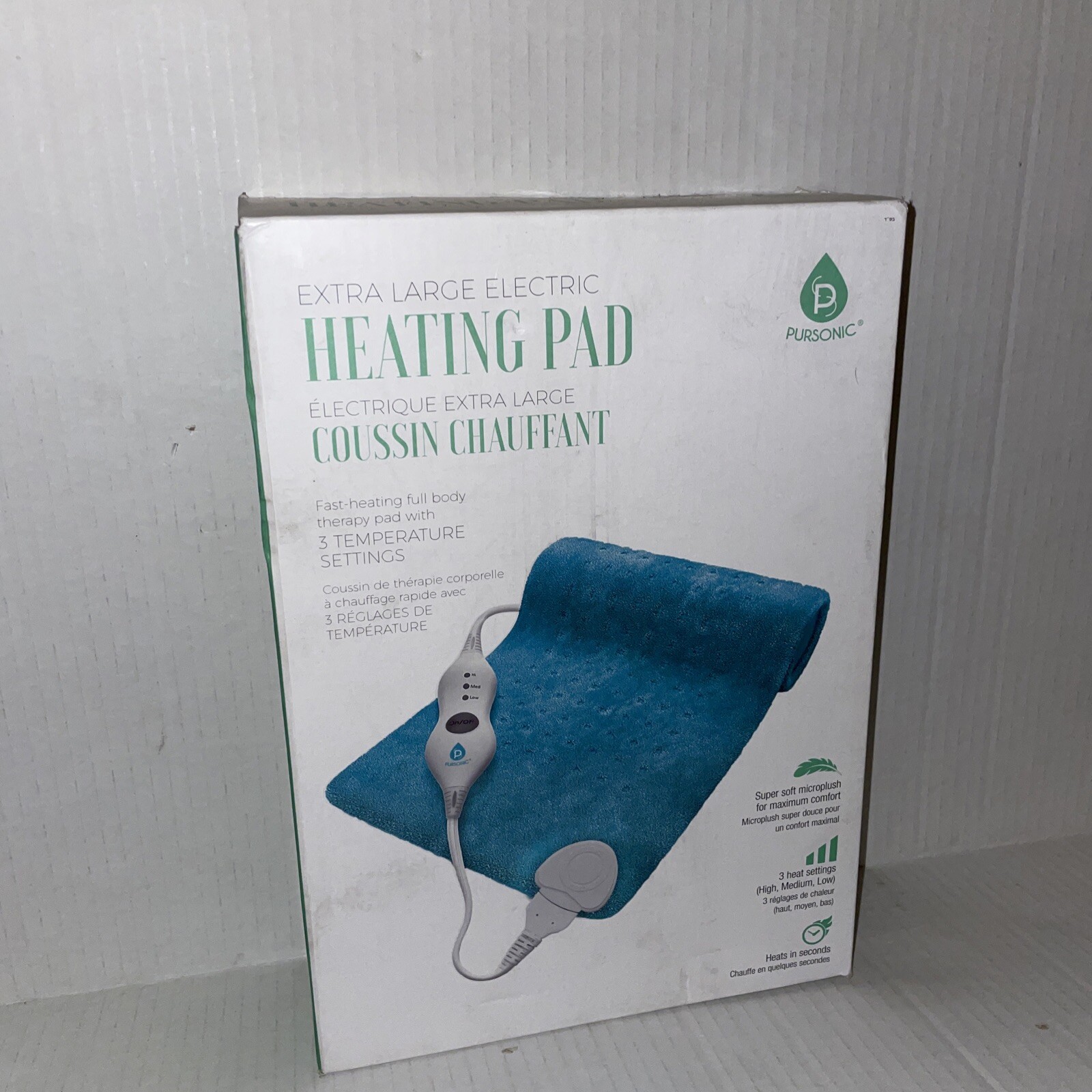 New PURSONIC Extra LARGE Heating Pad Electric 3 Temperature Turquoise 12” X 24” eBay