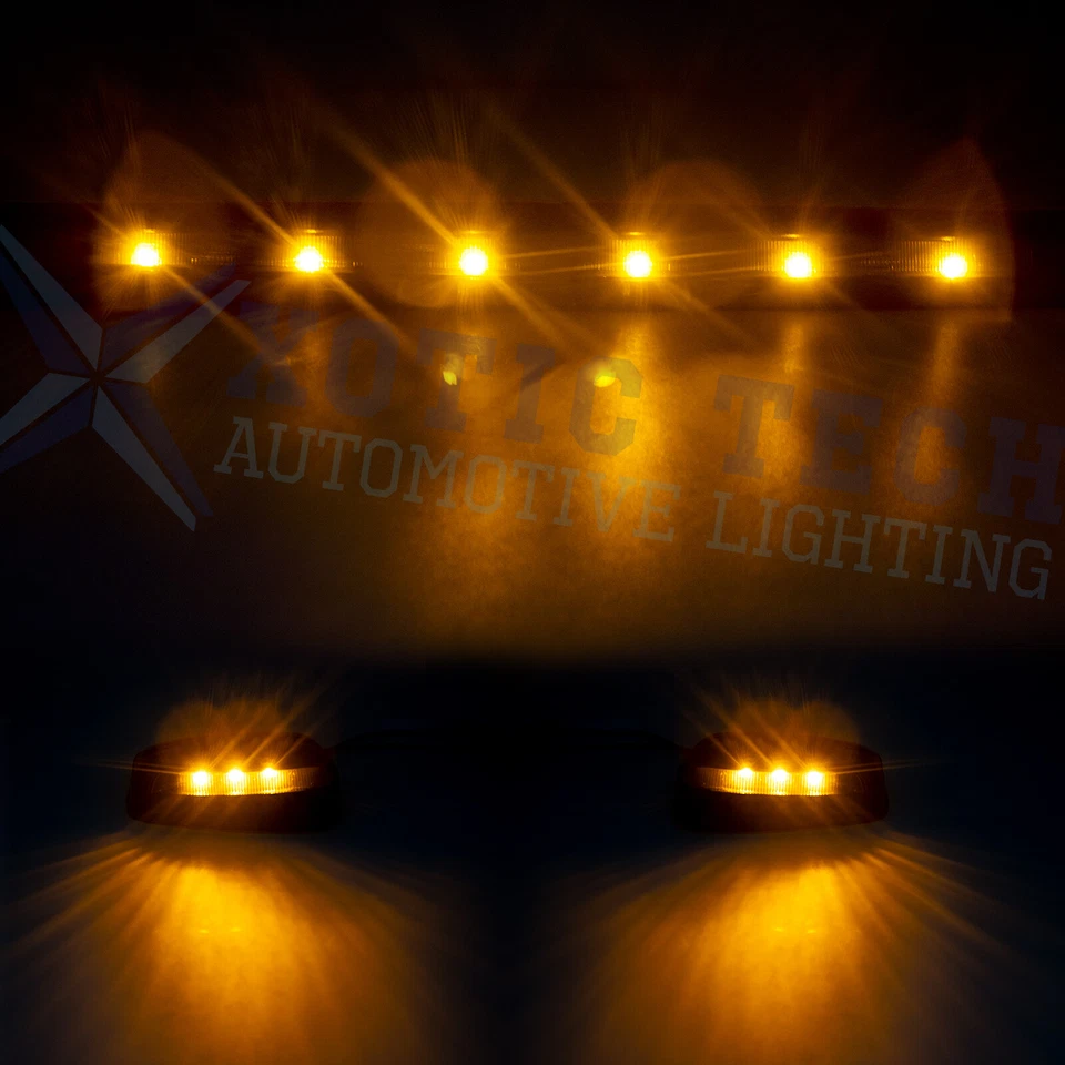 Conjunto de luces marcadoras de techo de cabina LED ámbar completo para Chevy GMC 2500HD 3500HD 07-up 3 piezas Foto 3 de 4