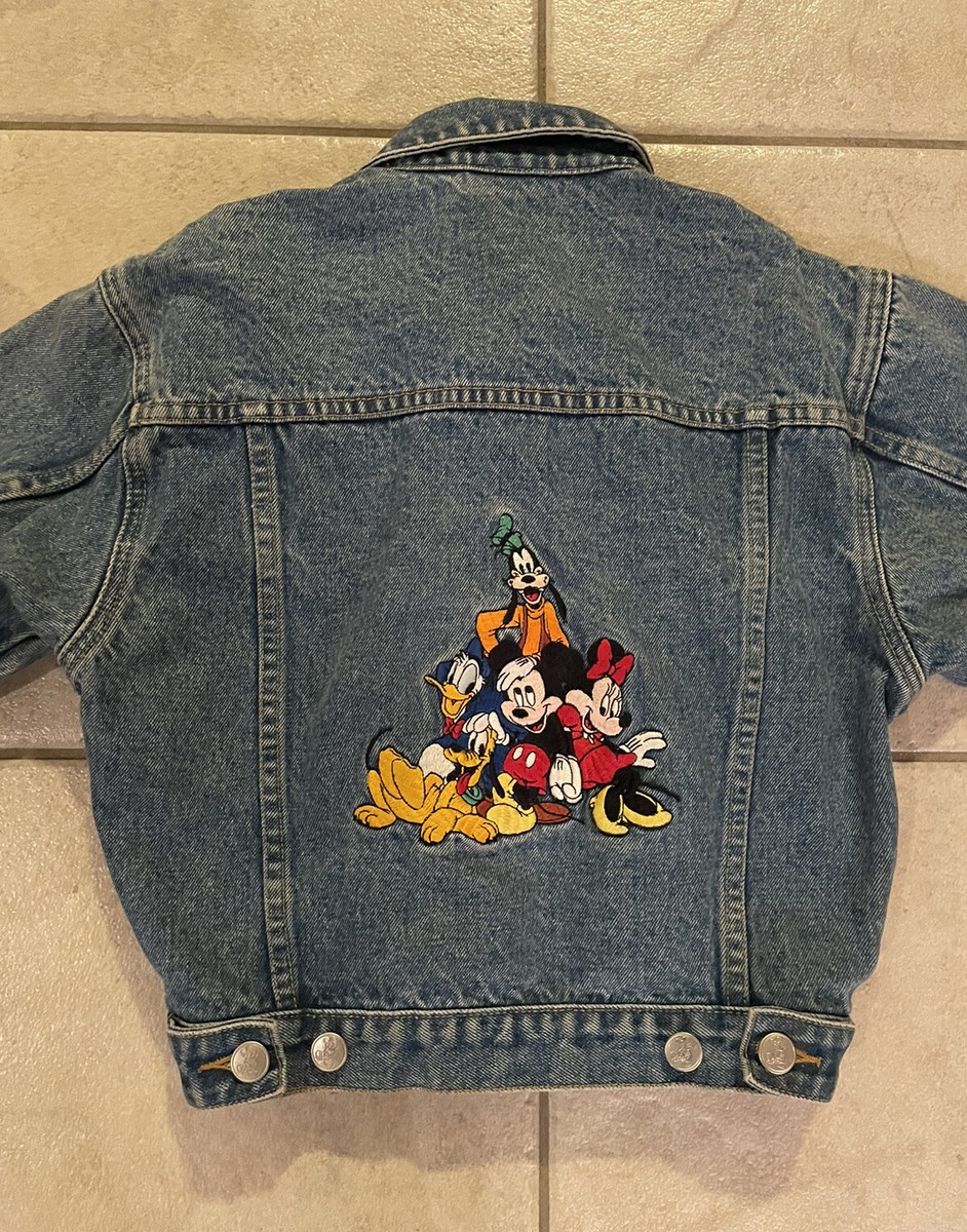 VTG DISNEY STORE Embroidered Denim Jacket Mickey Mouse & Friends
