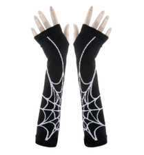 Gothic Spider Web Gloves Harajuku Open Finger Halloween Punk Hand Arm Warmers