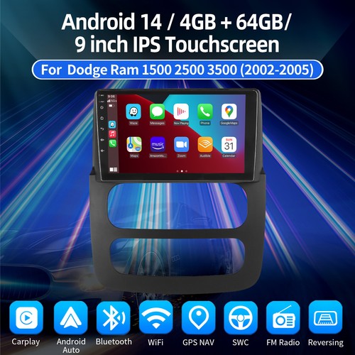 4+64GB For 2002-05 Dodge Ram 1500 2500 3500 Android Carplay Car Stereo Radio GPS - Picture 2 of 12