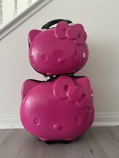 RARE pink Hello Kitty 3D Sanrio Hardshell Rolling Suitcase Luggage Bag Set