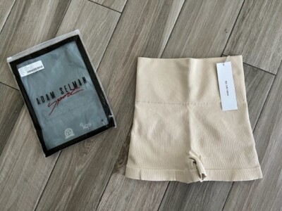 NWT Adam Selman Sport Seamless Ribbed Booty Biker Shorts Sz. Medium ''Oatmeal''