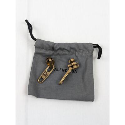 Balenciaga Women's Zip Earrings in Brass - Antique Gold BNWB One