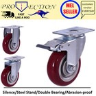 3" 4" 5" Caster castor wheels red medium duty machinery parts steel swivel fixed