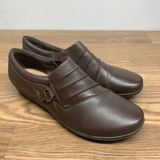 Clarks Everlay Heidi Shoes Womens Sz 8 Slip On Loafers Dark Brown Leather EUC