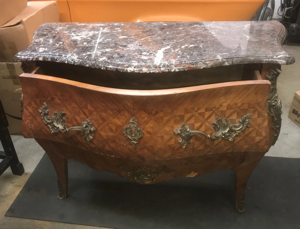 Vintage Louis XV Style Marble Top Commode French Bombe Chest (Local PickUp ONLY) - Image 4 of 4