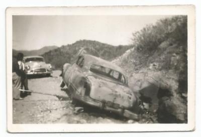 1952 III CARRERA PANAMERICANA UNKNOWN CAR CRASHED AND BURNED RACE B&W PHOTO 2