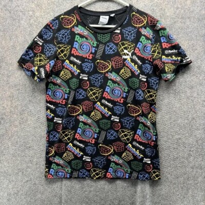 Puma x Rubiks Shirt Men Medium Adult Black Red Crewneck Cotton All over Print