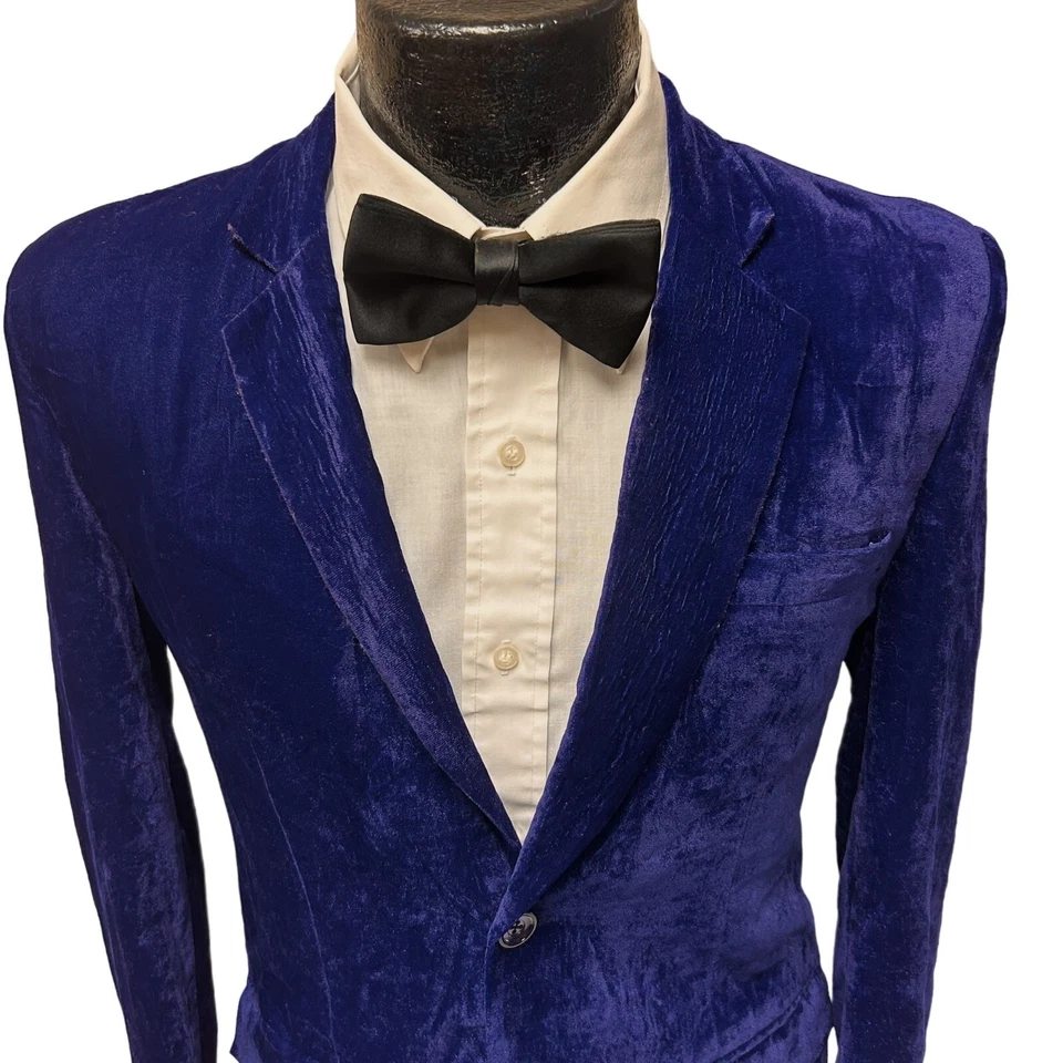 Винтажный 50-х Royal синий фиолетовый велюр смокинг куртка бархат официальный рокабилли смокинг 34 - Изображение 2 из 4