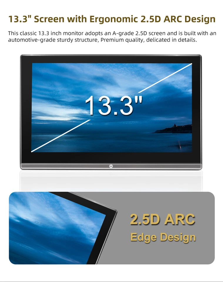 2x 13.3" 4+64GB Android 11 4K Auto-Kopfstützenmonitor Touchscreen Bluetooth HDMI - Bild 3 von 4