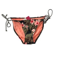 Xhilaration Bikini Bottom String Ties Floral Tropical Pink Green M