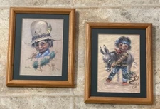 Vintage Monte Monteague Art Lot 2 Willie Hopie & Joey White Sands 70s Framed