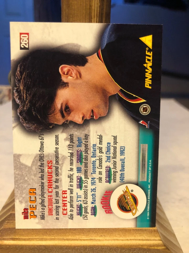 1994-95+Pinnacle+Mike+Peca+rookie+card+#260+Extremely+rare+*sharp+mint+low+POP - Image 2 of 2