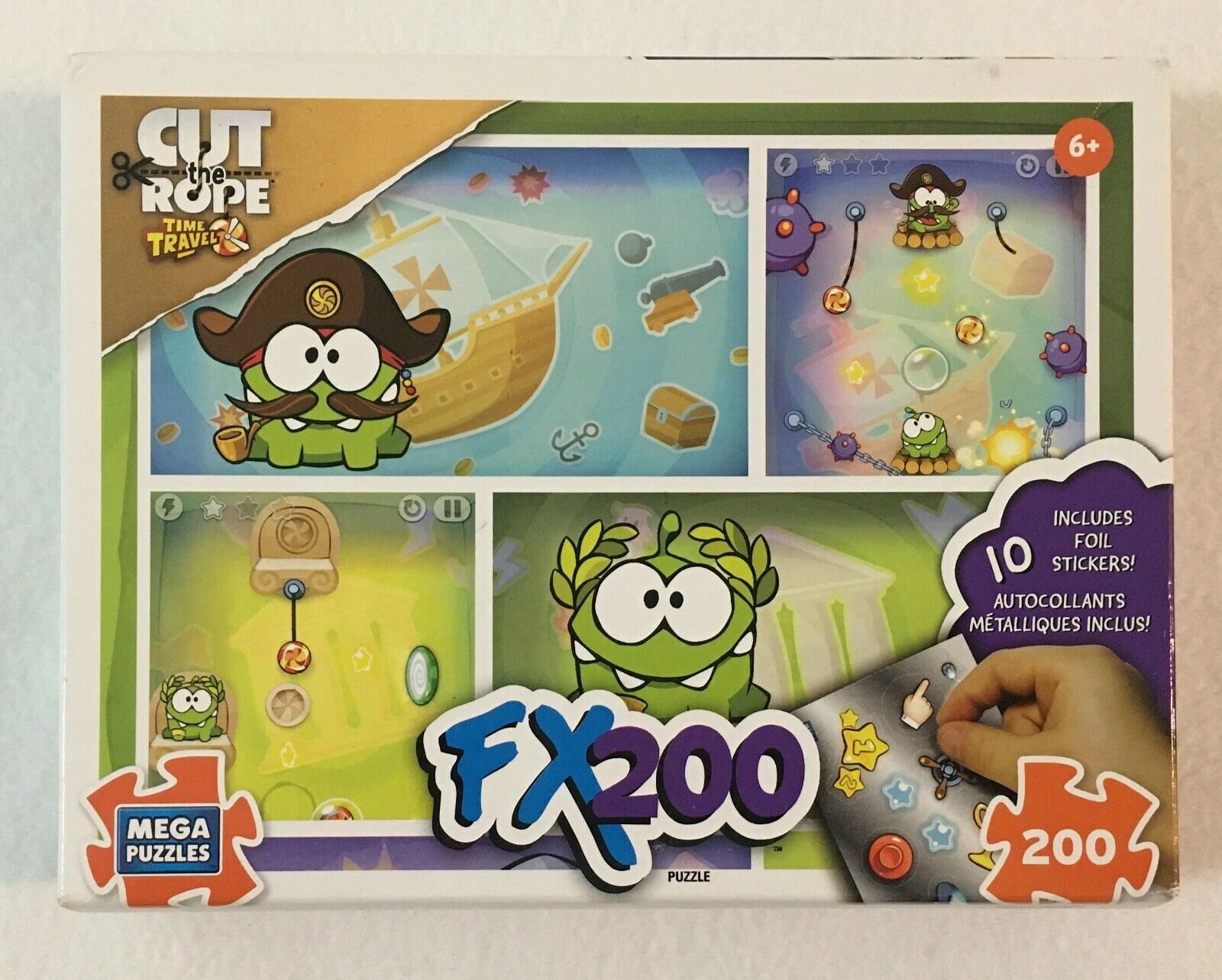 Mega Cut The Rope Time Travel Jigsaw Puzzle with 10 Foil Stickers 200 Pcs  New!